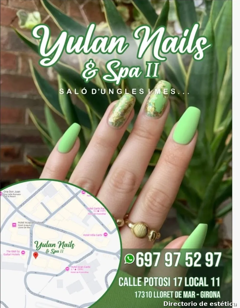 Yulan Nails lloret & spa 2 salo d'ungles .normal 7.99€. Semi 13.99€